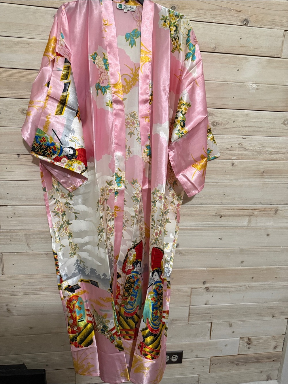 Plus Size Satin Kimono Robe - Picture 3 of 5